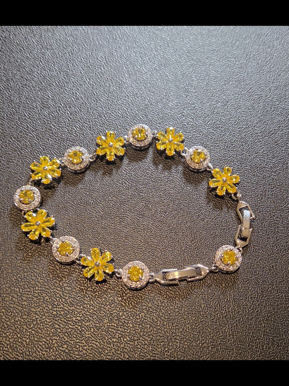 Yellow Floral Crystal Tennis Bracelet - Women Jewelry